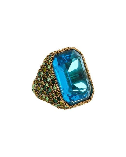 Kenneth Jay Lane Blue 22K Plated Cocktail Ring