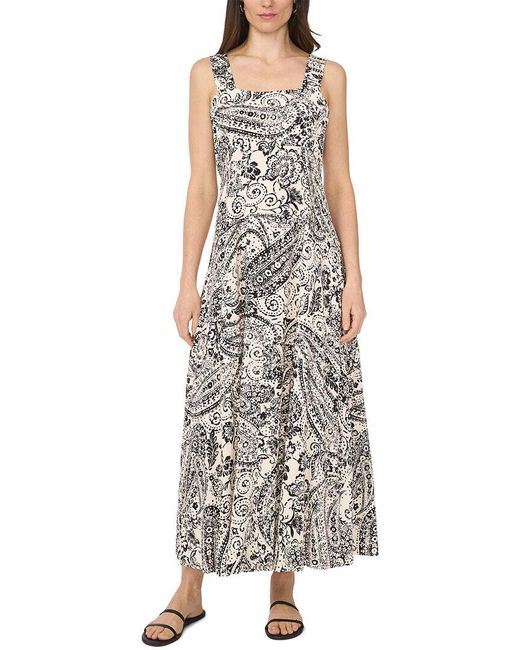 Vince Camuto Multicolor Square Neck Tiered Maxi Dress