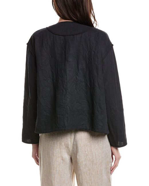 Lafayette 148 New York Black Inside Out Seam Linen Sweater