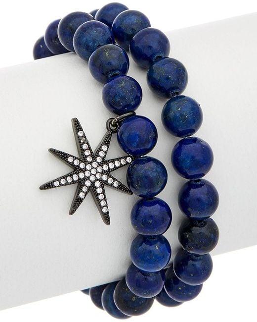Rachel Reinhardt Jewelry Blue Plated Star Stretch Bracelet