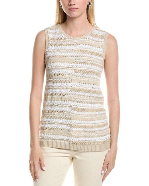 Jones New York White Textured Stitch Sweater Tank