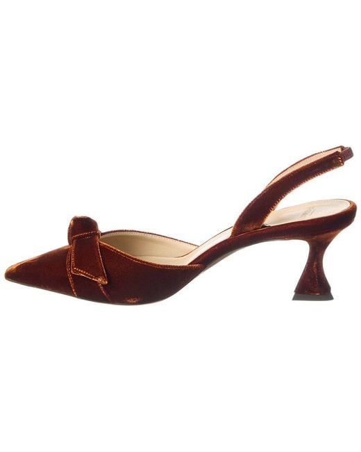 Alexandre Birman Brown Clarita Bell Leather & Velvet Slingback