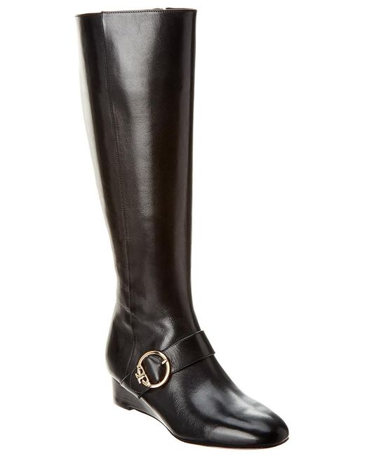 Tory Burch Black Sofia Leather Wedge Boot