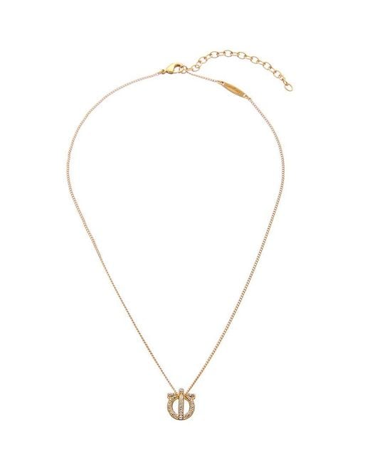 Ferragamo Metallic Gancini 3d Crystal Necklace