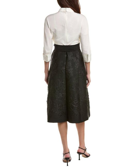 Teri Jon Black Elbow Sleeve Midi Dress