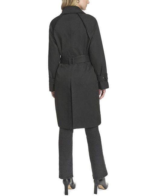 Cole Haan Gray Insulated Twill Raglan Trench Coat