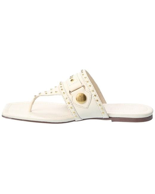 SCHUTZ SHOES White Aria Leather Thong Flat Sandal