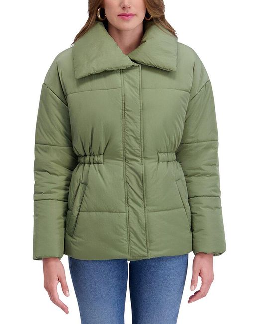 Kensie Green Crinkle Puffer Jacket