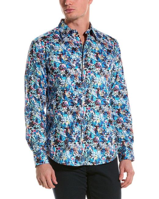 Robert Graham Blue Fleming Classic Fit Woven Shirt for men