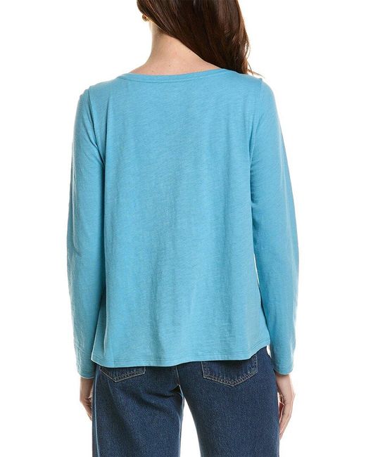 Eileen Fisher Blue Bateau Neck T-Shirt