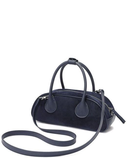 Tiffany & Fred Paris Blue Suede & Leather Satchel