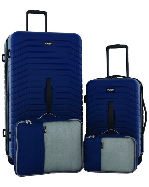 Wrangler Blue Cameron 4Pc Expandable Luggage Set