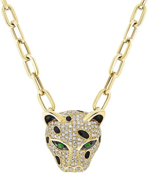 Sabrina Designs Metallic 14k 0.64 Ct. Tw. Diamond & Tsavorite Panther Pendant Necklace