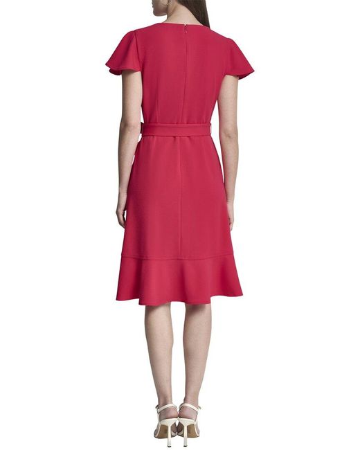 DKNY Red Faux Wrap Dress