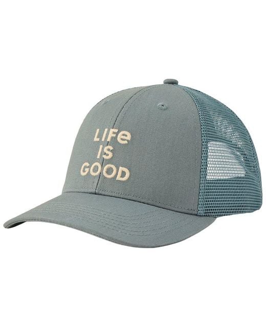 Life Is Good. Blue Trucker Hat for men