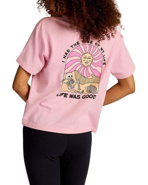Life Is Good. Pink Crusher Boxy Tee