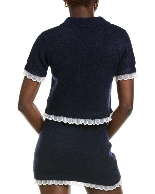English Factory Blue Scallop Detailed Knit Top
