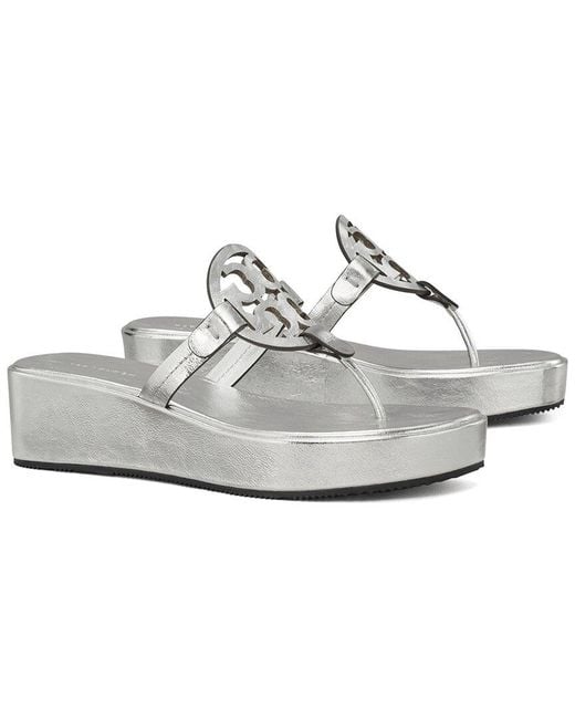 Tory Burch White Miller Leather Wedge
