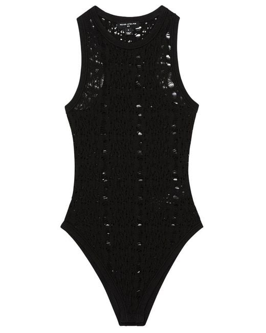 Reiss Black Francesca High Neck Bodysuit