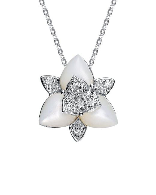 Genevive Jewelry White Silver Cz Pendant