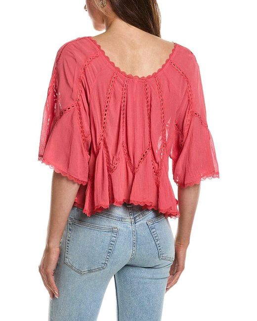 Free People Red Michelle Blouse