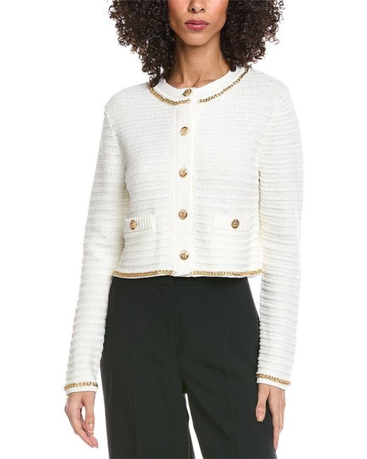 Toccin White Cecilia Textured Cotton Knit Jacket