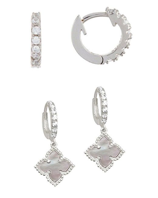 Adornia White Rhodium Plated Huggie Earrings