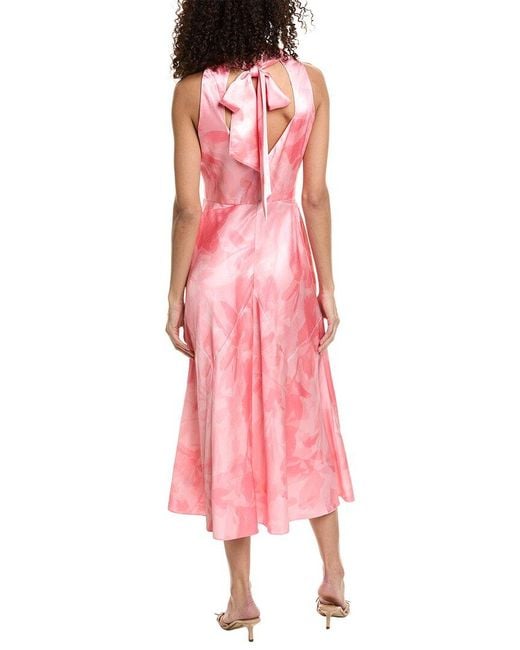 Ted Baker Pink Satin Cowl Neck Midi Dress