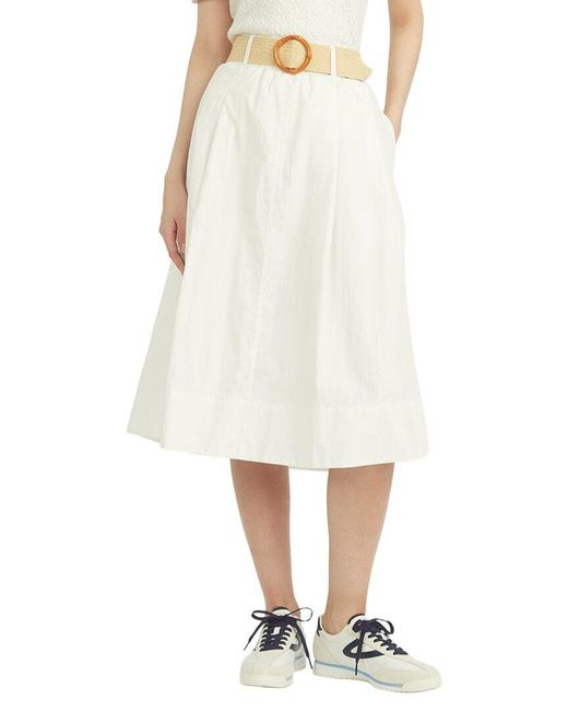 Draper James White Contrast Belt Linen Skirt