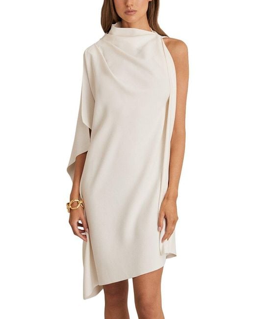 Reiss White Ellery Drape Mini Dress