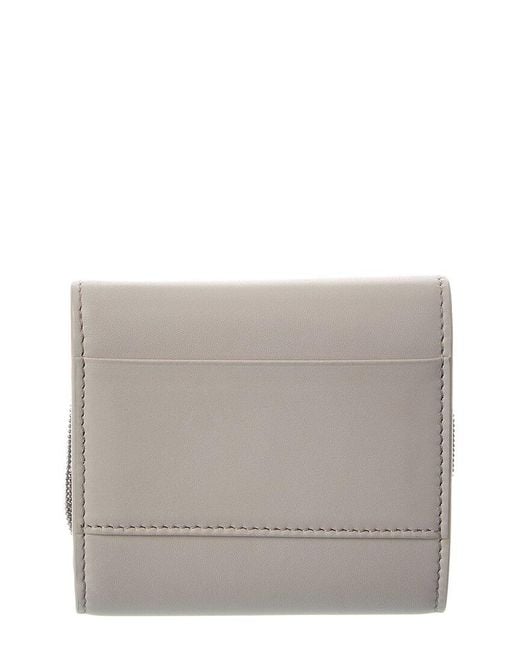 Brunello Cucinelli Gray Leather Wallet On Chain