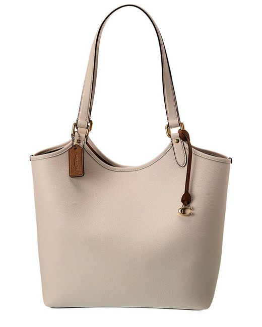 COACH Day Leather Tote in Natural | Lyst