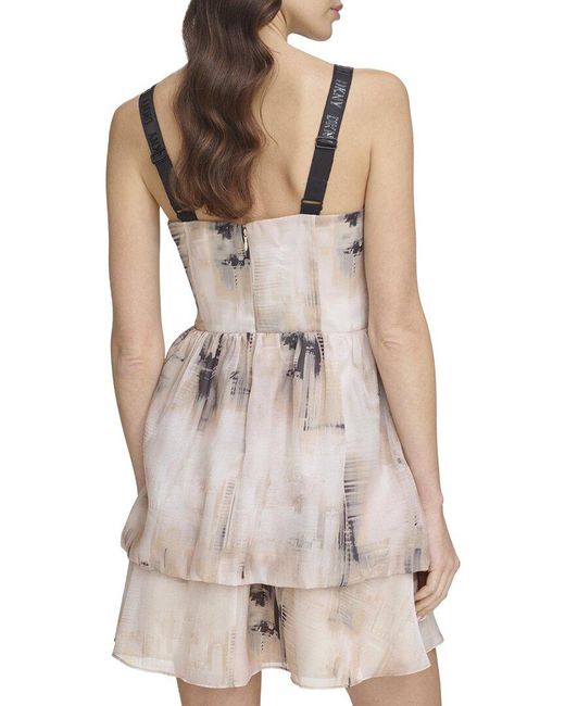 DKNY Multicolor Printed Organza Mini Dress