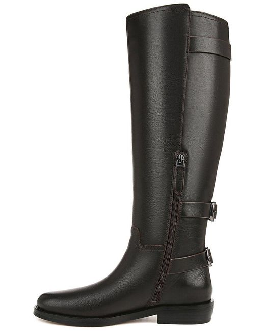 Franco Sarto Black Padova Buckle Leather Knee-High Boots