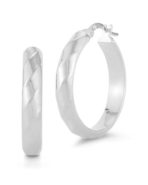 Chloe and Madison White Silver Reflective Hoops