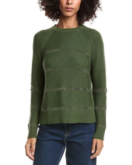 Forte Green Crystal Wool & Cashmere-Blend Raglan Sweater
