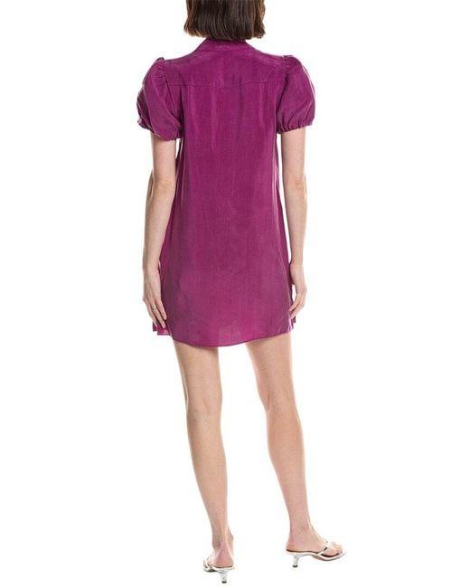 Alice + Olivia Purple Jem Puff Sleeve Shirtdress