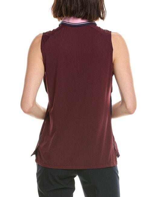 Stella Parker Red Avery Ribbed Polo Collar Top