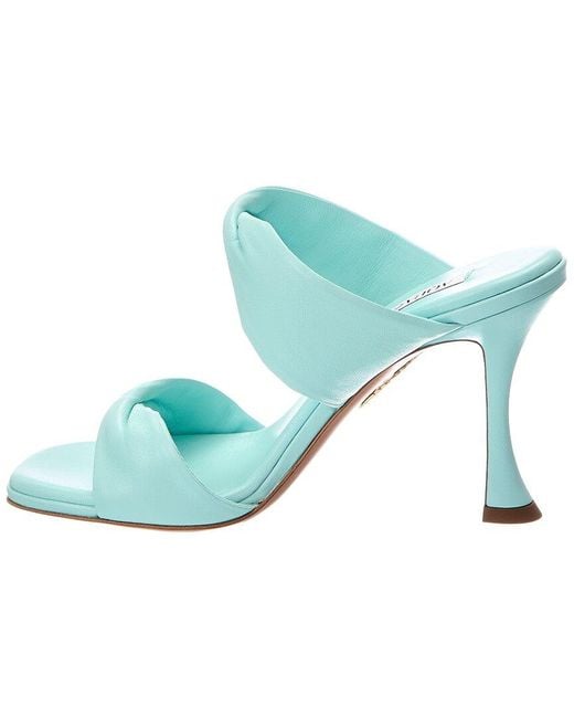 Aquazzura Blue Twist 95 Leather Sandal