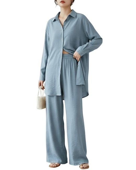Tedora Blue 2Pc Shirt & Pant Set