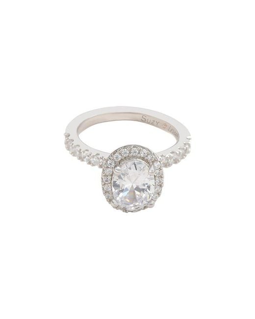 Suzy Levian CZ Jewelry White Suzy Levian Cz Halo Ring