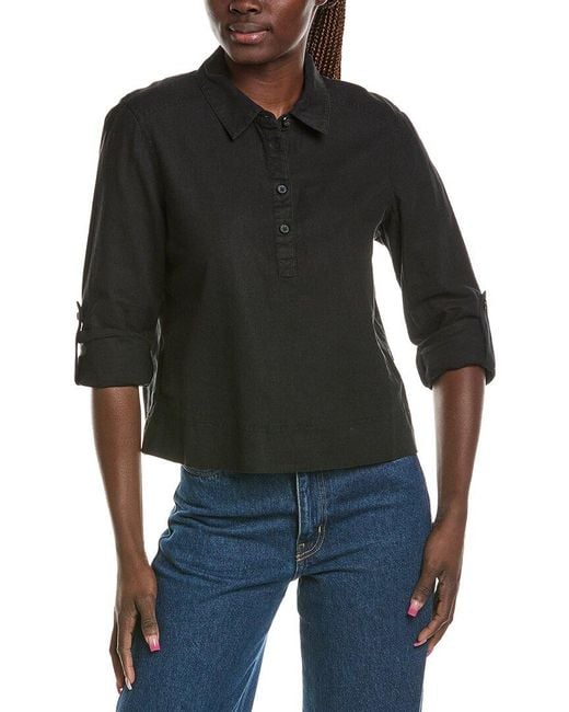 Michael Stars Black Nat Linen-Blend Shirt