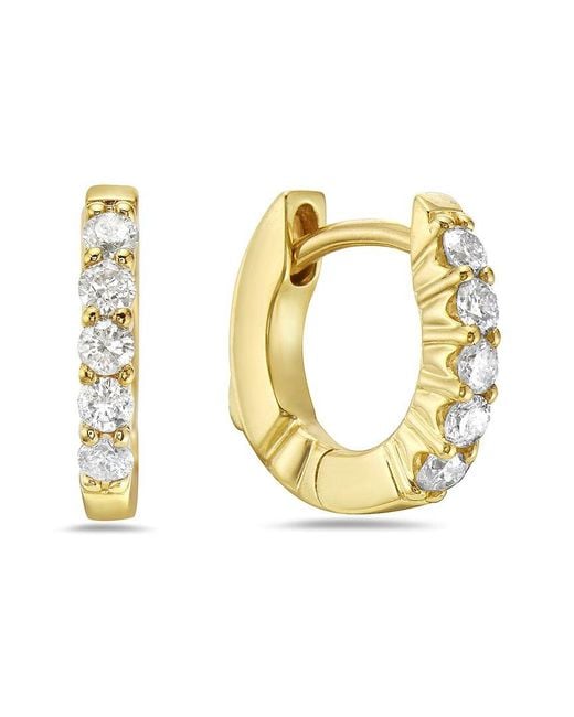Forever Creations USA Inc. Metallic Forever Creations 14k 0.35 Ct. Tw. Diamond Huggie Earrings