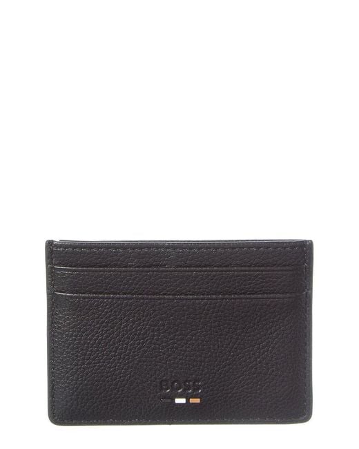 Boss Gray Ray Leather Card Case for men