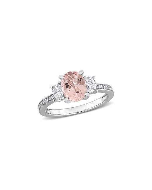 Rina Limor Multicolor 14k 2.28 Ct. Tw. Diamond & Morganite Halo Ring