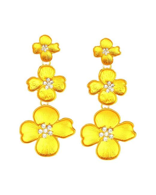 Eye Candy LA Yellow Enamel Marigold Vine Earrings