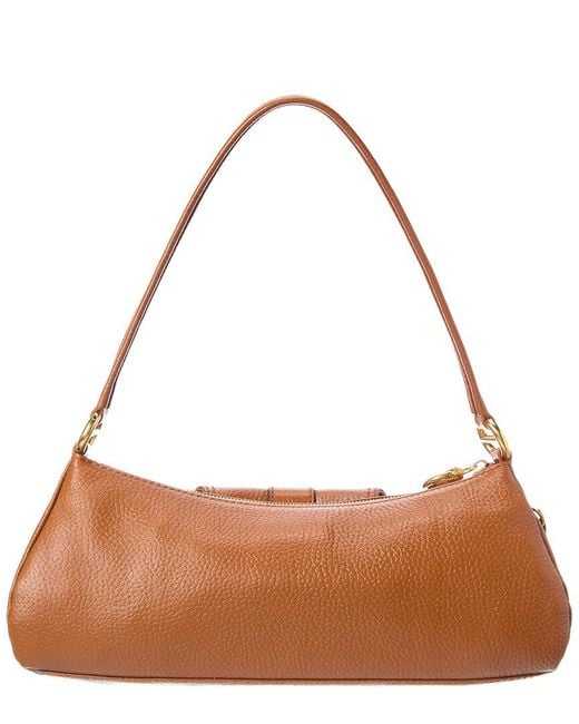 Chloé Brown 99 Logo Leather Shoulder Bag
