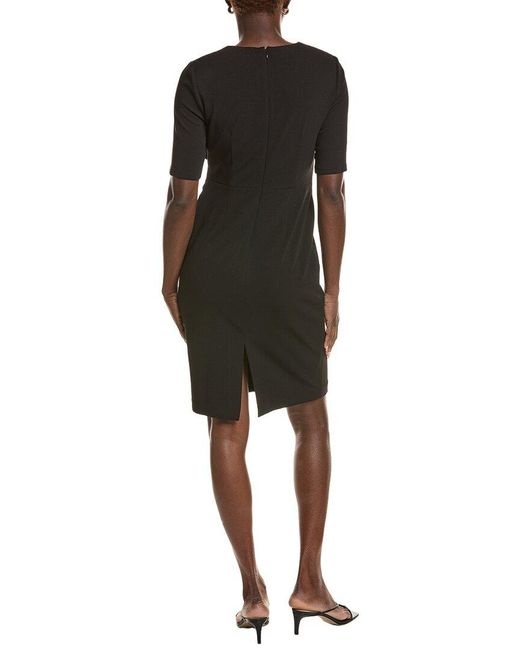 Anne Klein Black Wrapped Overlay Bodice Sheath Dress