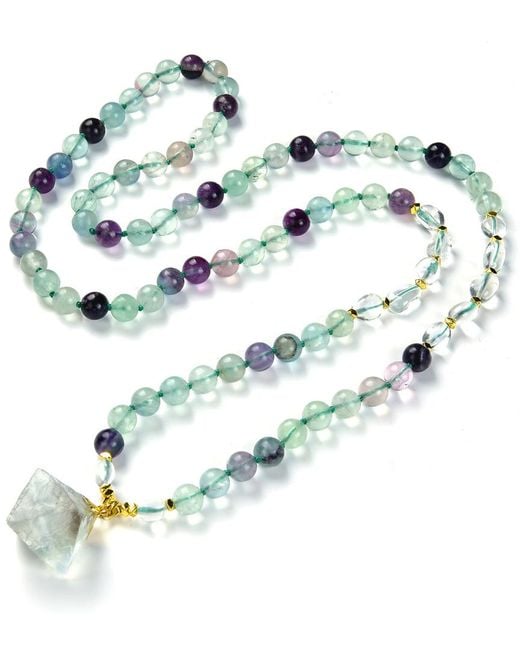 Eye Candy LA Metallic Rainbow Fluorite Knotted Necklace