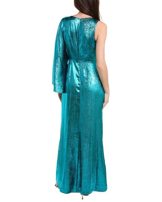 Aidan Mattox Blue One-sleeve Maxi Dress